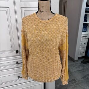 BKE Mustard and White Knit Sweater. Size small.